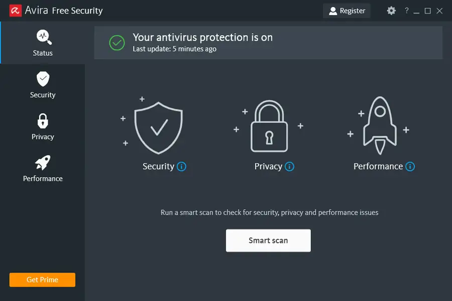 Avira Free Security Screenshot - Dashboard