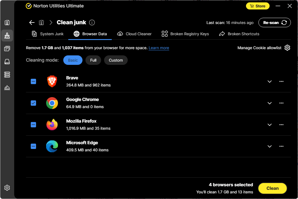 Norton Utilities - Browser Data