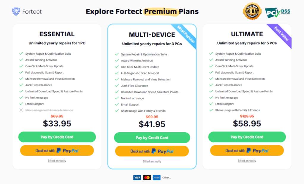 Fortect Subscription Plans - Windows PC - 50% Off