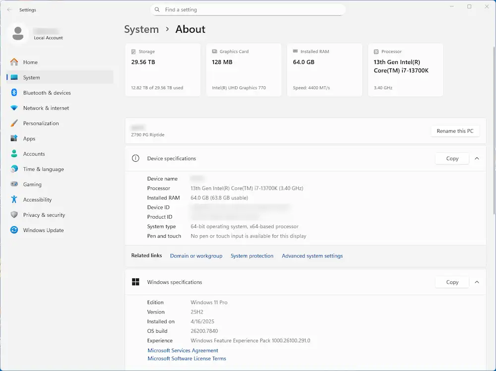 Windows PC System - About